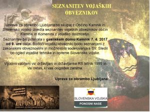 SEZNANITEV VOJAŠKIH OBVEZNIKOV